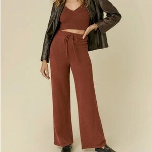 Reformation brown knit drawstring lounge pants